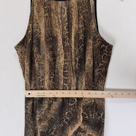 Vtg Candalite Dress Womens Medium Brown Sparkle Maxi Cocktail Event Tulle Ruched - Picture 14 of 16
